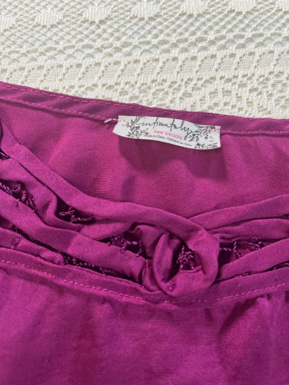 Free People Deep Magenta Crochet-Trim Cropped Cami - Picture 3 of 5